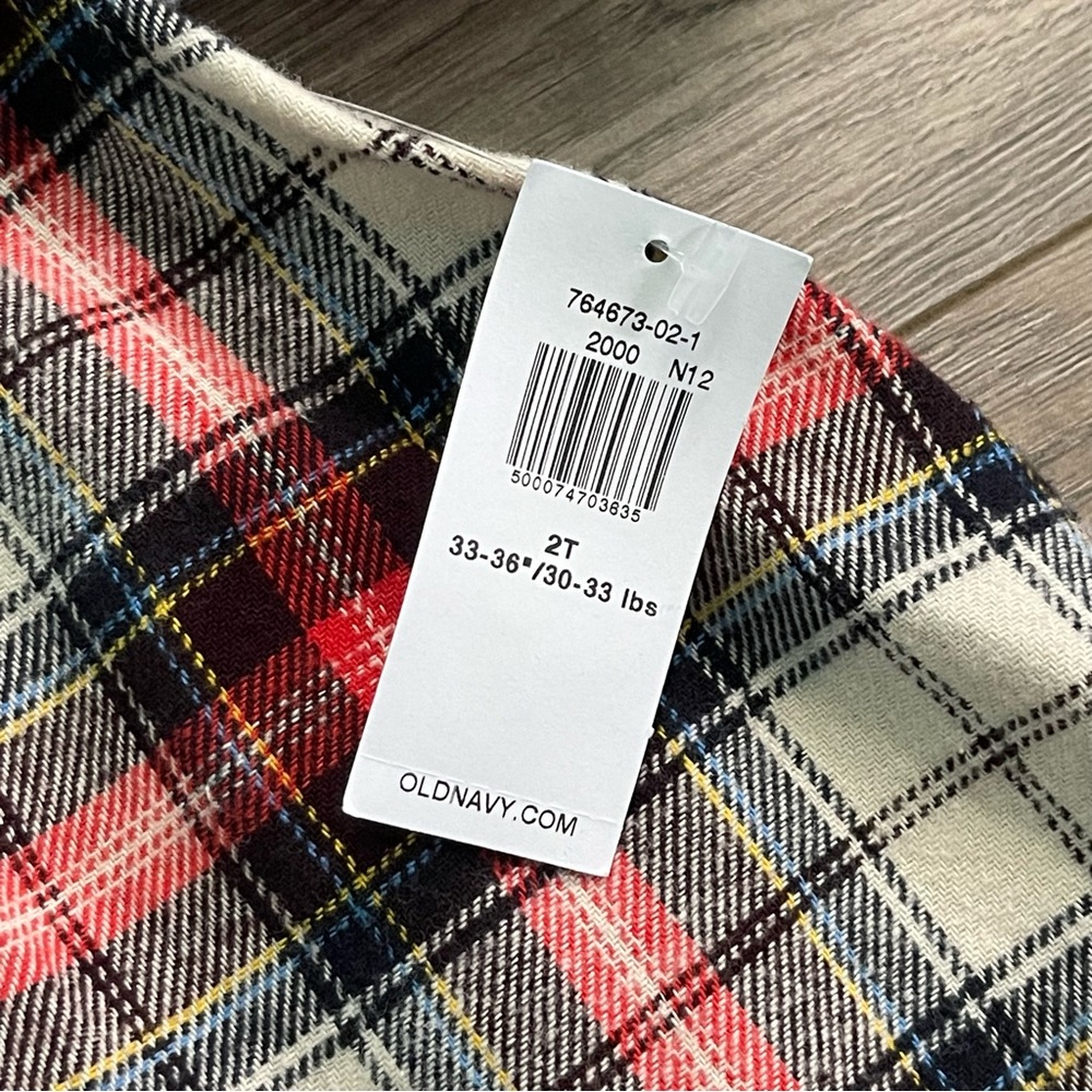 NWT Old Navy Plaid Flannel Smocked Neck Button Front 2T Toddler Dress - Picture 4 of 6